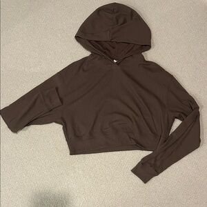 Garage Chocolate Brown Cropped Hoodie